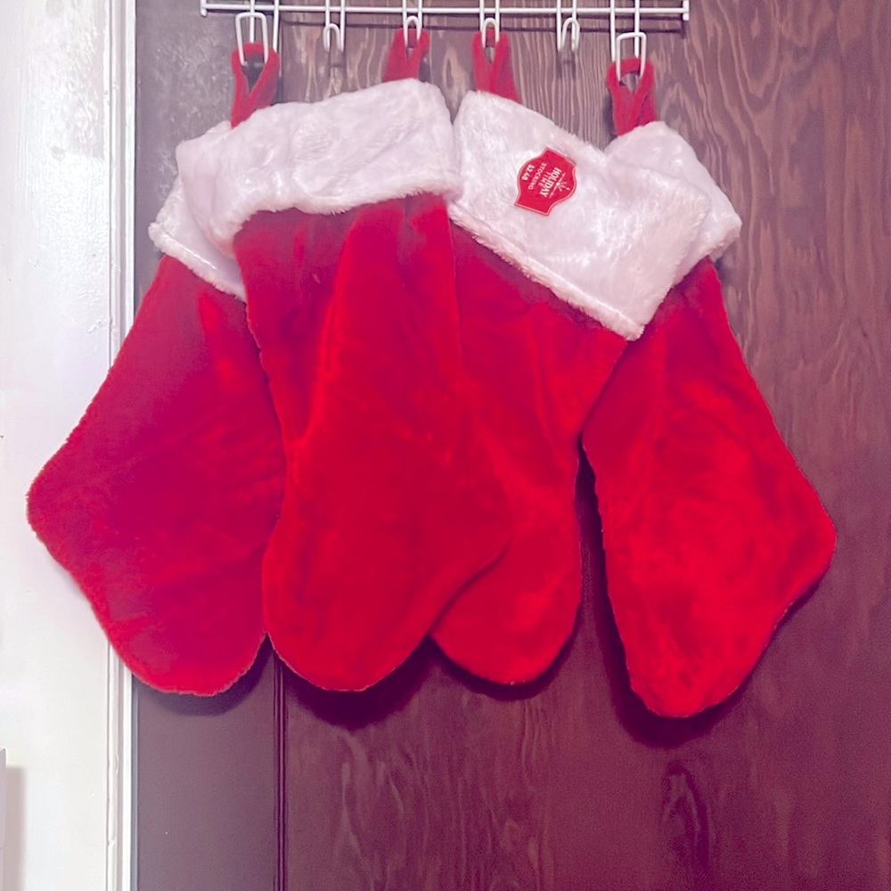 8Pcs Holiday Time Plush Stockings